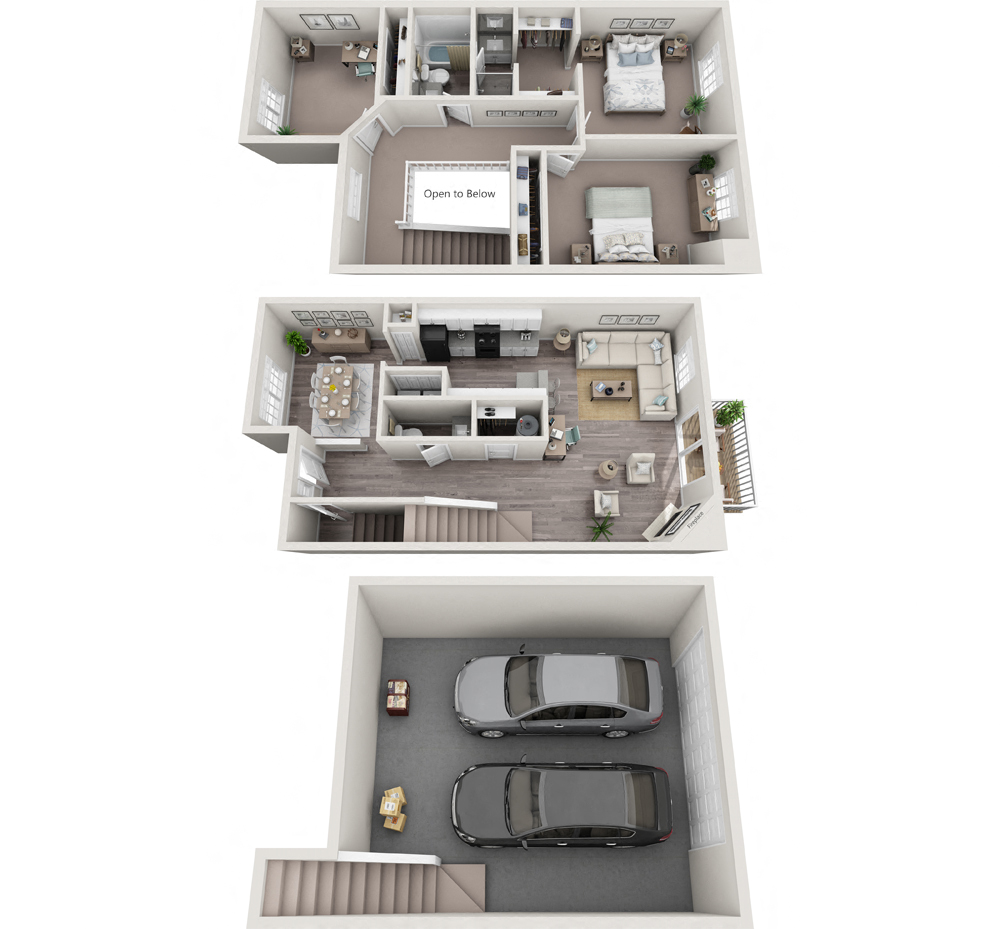Floor plan for 3 beds, 2 baths, 1564 sqft